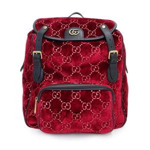 Gucci Small Velvet GG Rucksack Daypack Backpack Gg Velvet Leather Red